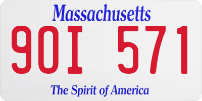 MA license plate 9OI571