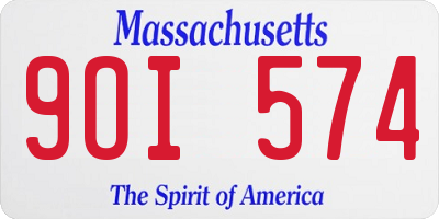 MA license plate 9OI574