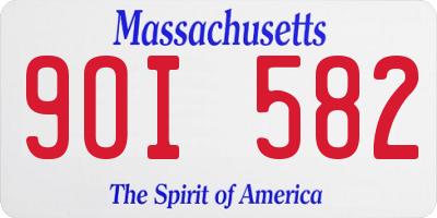 MA license plate 9OI582