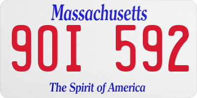 MA license plate 9OI592