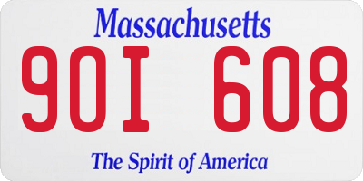 MA license plate 9OI608