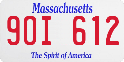 MA license plate 9OI612