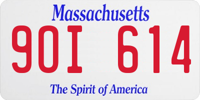 MA license plate 9OI614