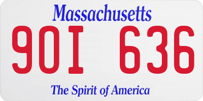MA license plate 9OI636