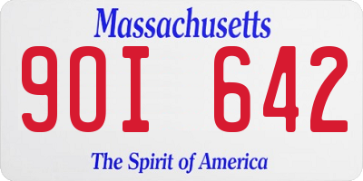 MA license plate 9OI642