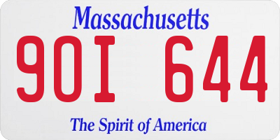 MA license plate 9OI644