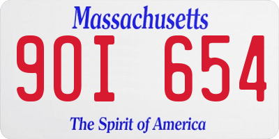 MA license plate 9OI654