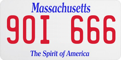 MA license plate 9OI666