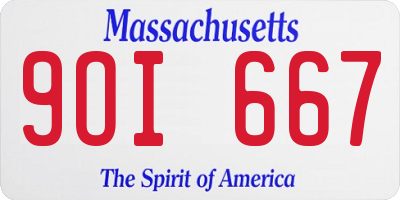 MA license plate 9OI667