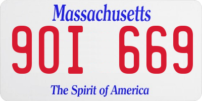 MA license plate 9OI669