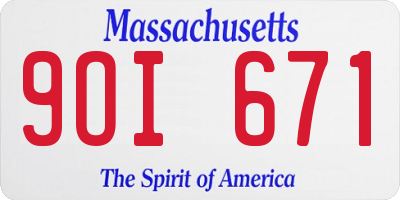 MA license plate 9OI671