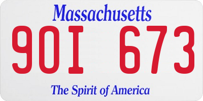 MA license plate 9OI673