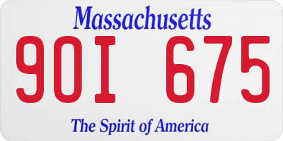 MA license plate 9OI675