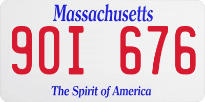 MA license plate 9OI676