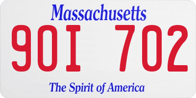 MA license plate 9OI702