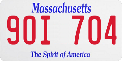 MA license plate 9OI704