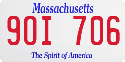 MA license plate 9OI706
