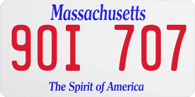 MA license plate 9OI707