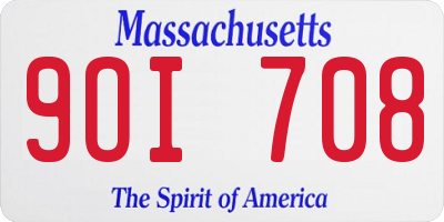 MA license plate 9OI708