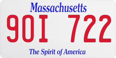 MA license plate 9OI722