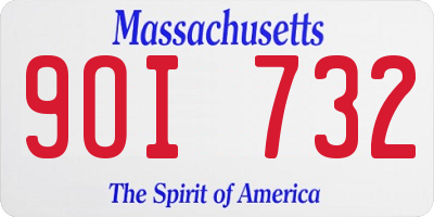 MA license plate 9OI732