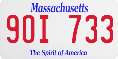 MA license plate 9OI733