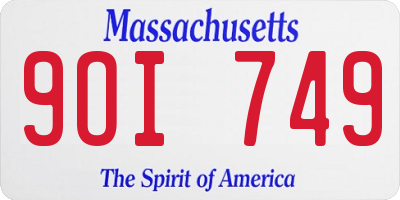 MA license plate 9OI749