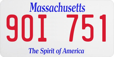 MA license plate 9OI751
