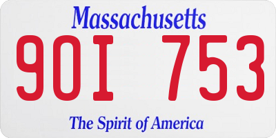 MA license plate 9OI753