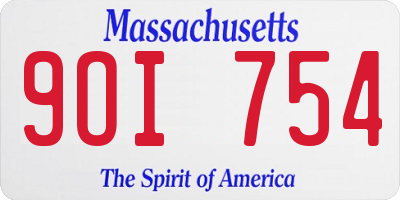 MA license plate 9OI754