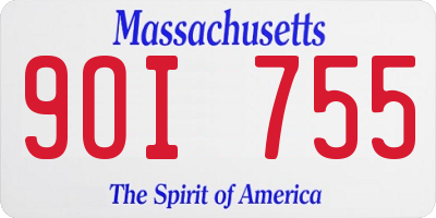 MA license plate 9OI755