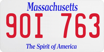 MA license plate 9OI763