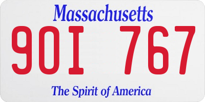 MA license plate 9OI767