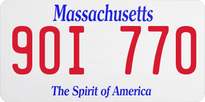 MA license plate 9OI770