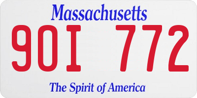 MA license plate 9OI772