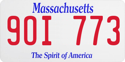 MA license plate 9OI773