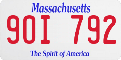 MA license plate 9OI792