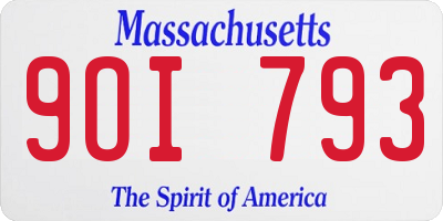MA license plate 9OI793