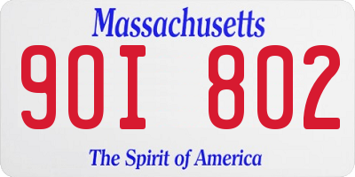 MA license plate 9OI802