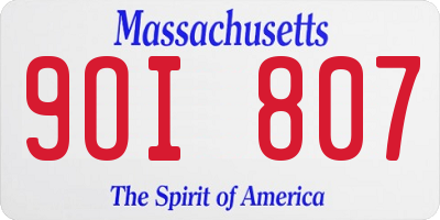 MA license plate 9OI807