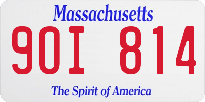 MA license plate 9OI814