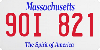 MA license plate 9OI821