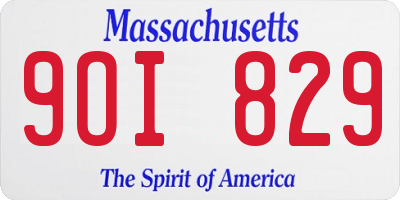 MA license plate 9OI829