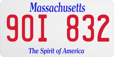 MA license plate 9OI832