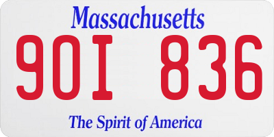 MA license plate 9OI836