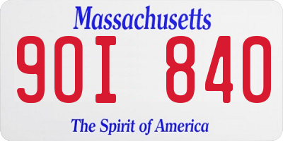 MA license plate 9OI840