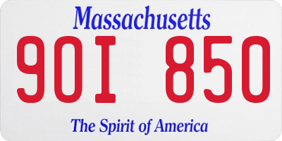MA license plate 9OI850