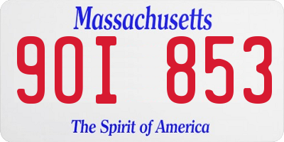 MA license plate 9OI853