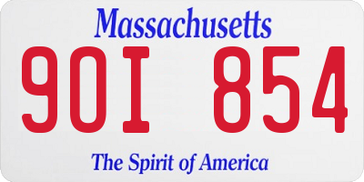 MA license plate 9OI854