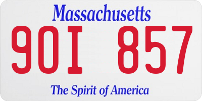 MA license plate 9OI857